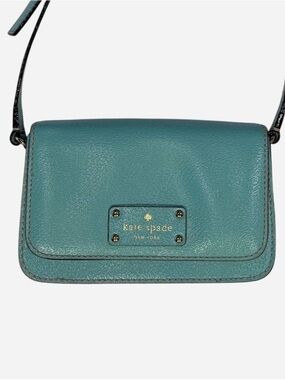 kate spade Teal Leather Crossbody Bag with Gold Plaque